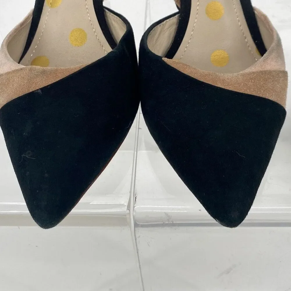 Boden Women's Henrietta Pointed Toe Suede Heels 3 Tone Black Beige Blush Size 38